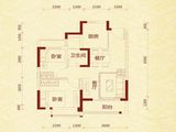 恒大金碧天下_2室2厅1卫 建面61平米